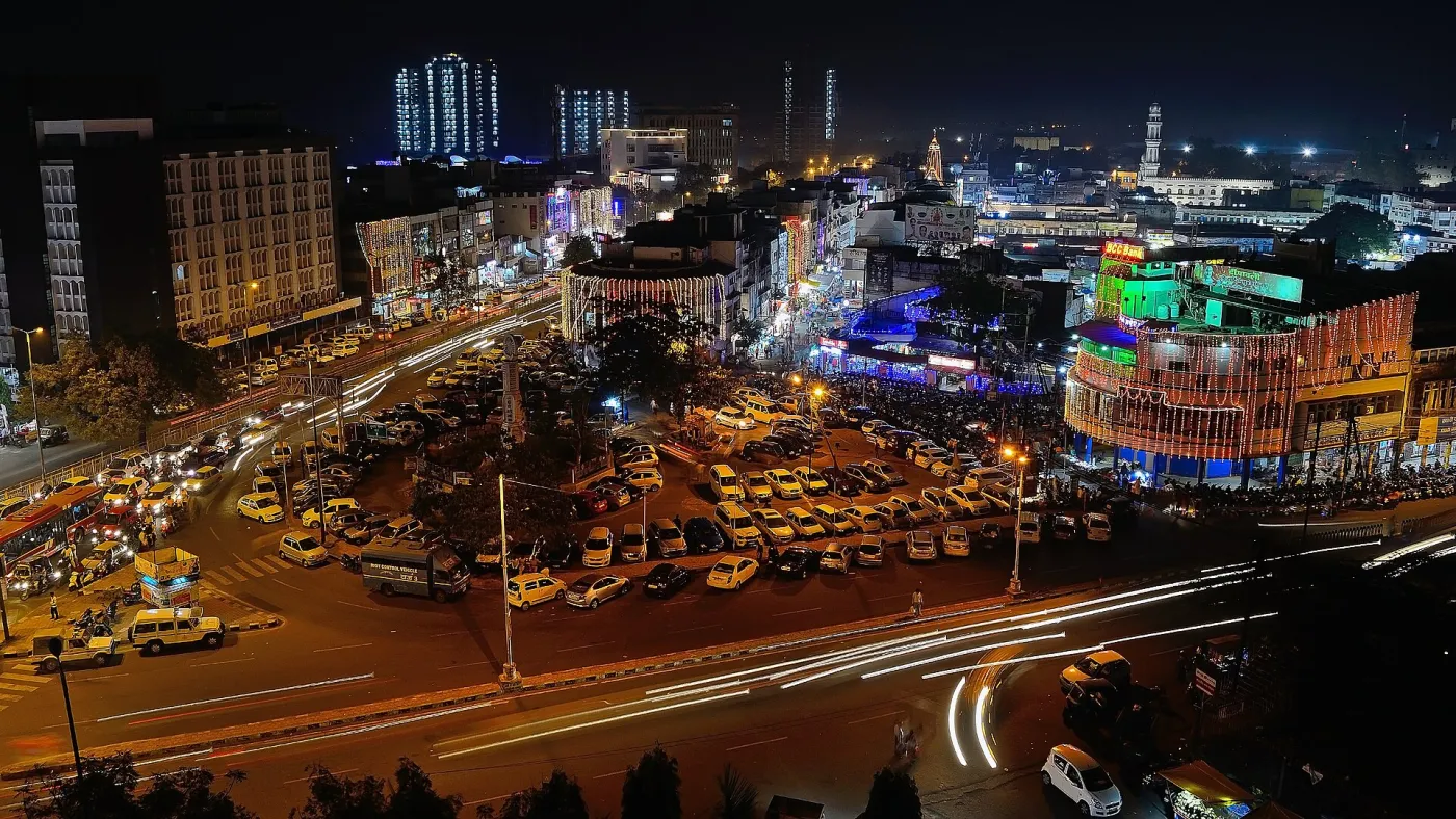 A colorful view of New Market Bhopal on the eve of Deewali.
