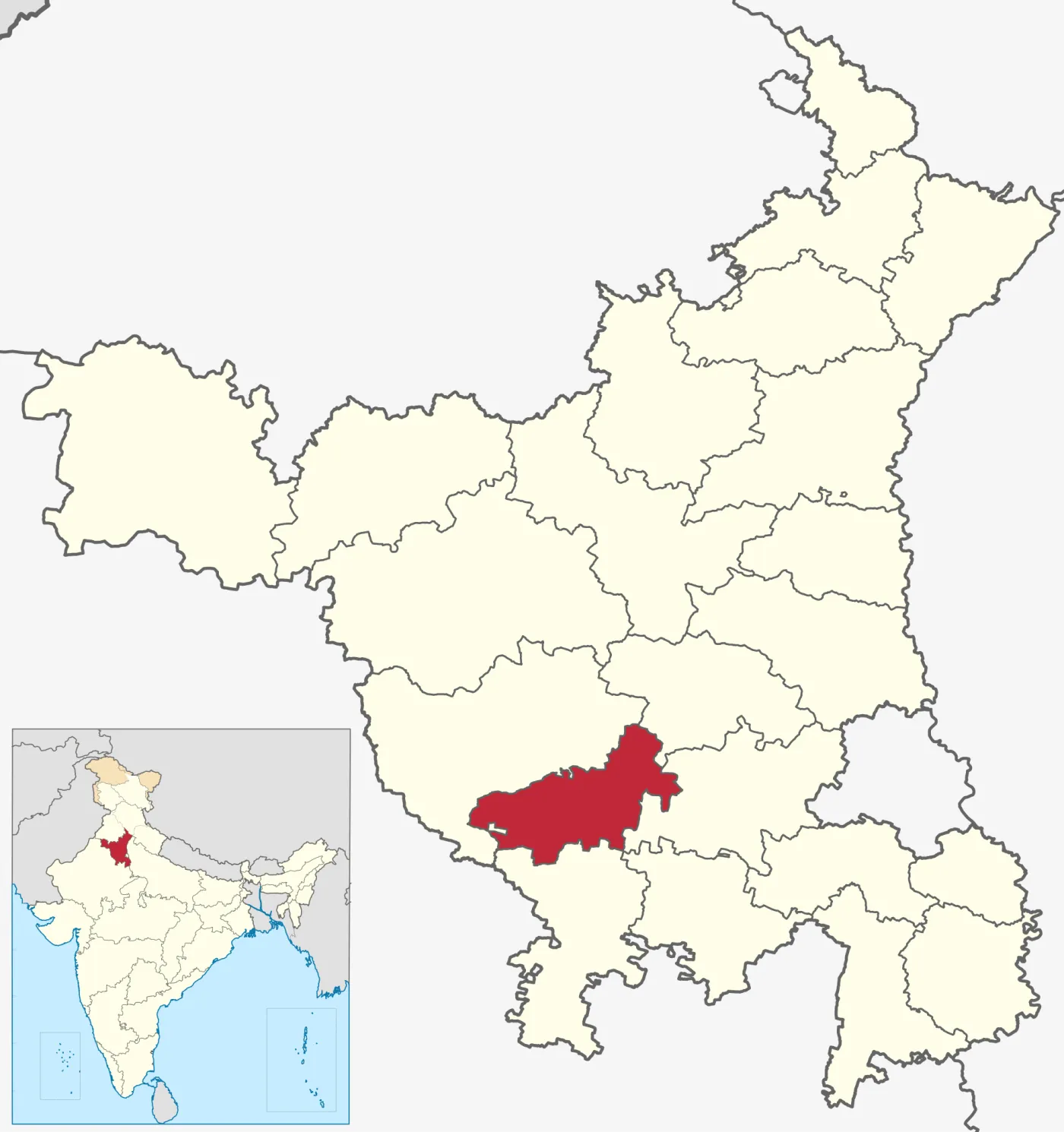 Map of district Charkhi Dadri, Haryana (India)