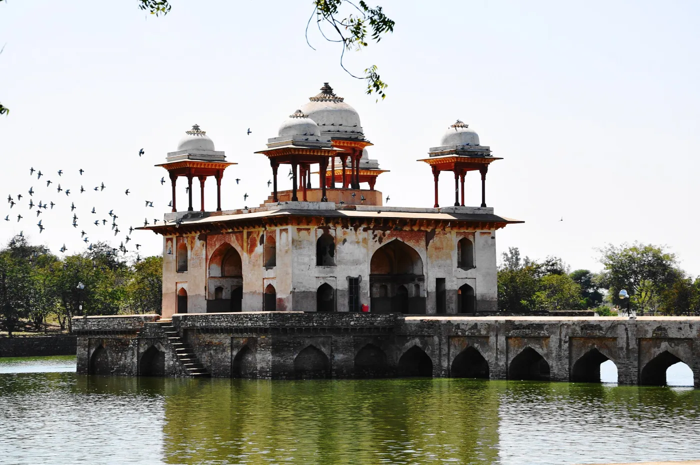 Jal Mahal built by Shah Quli Khan, an officer of Akbar and the Ruler of Narnaul. It was a Pleasure Palace surrounded on all sides by water.